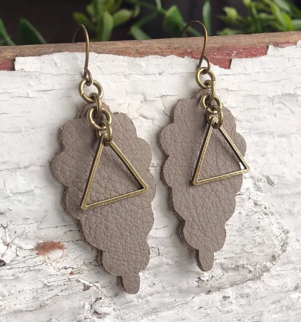 Leather Teardrop Earrings, Statement Earrings, Joanna Style Earrings, Upcycled Leather Jewelry, Gift For Her, Boho Earrings, Bohemian: Cream