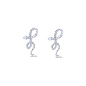 Leo Pizzo 18K White Gold Diamond Snake Earrings