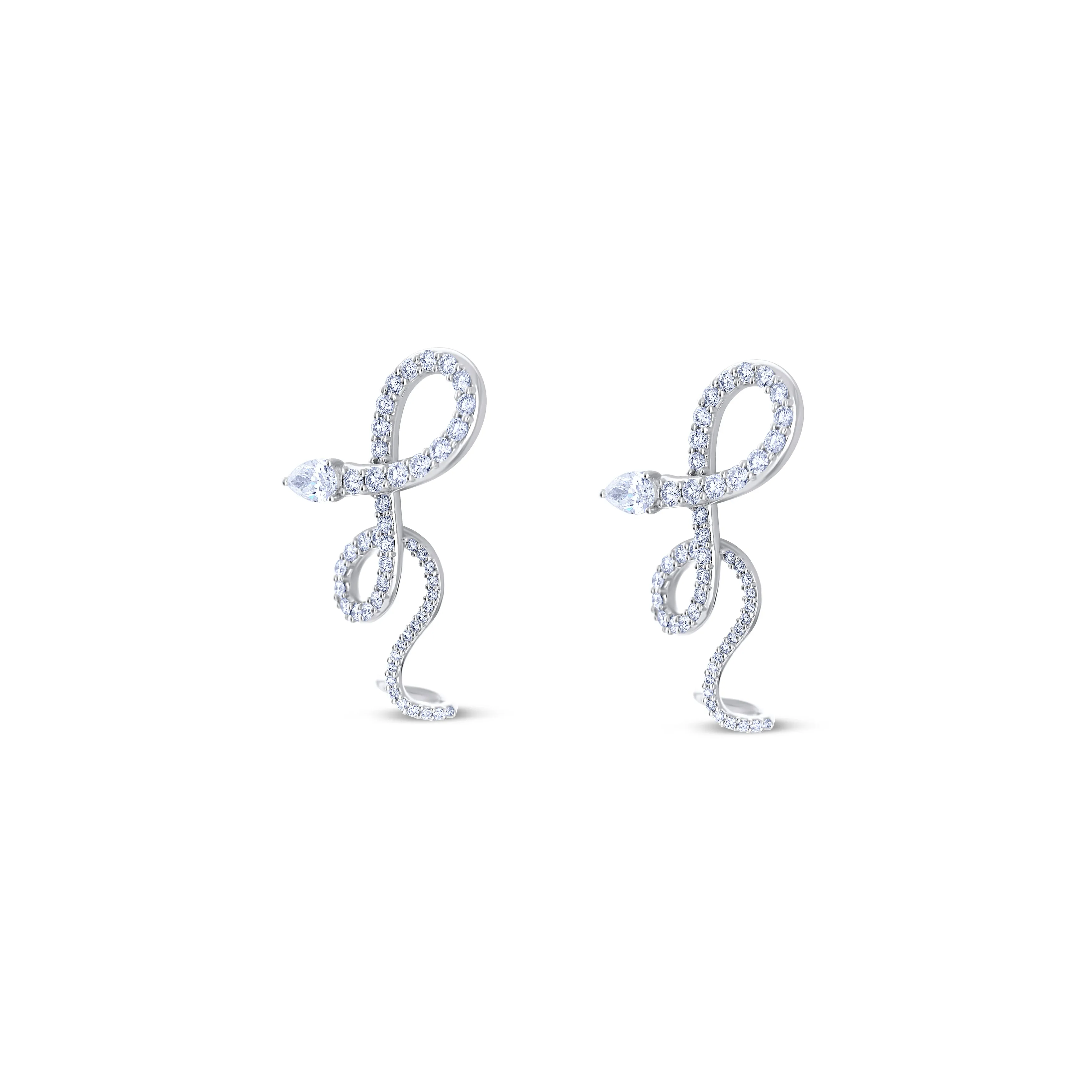 Leo Pizzo 18K White Gold Diamond Snake Earrings