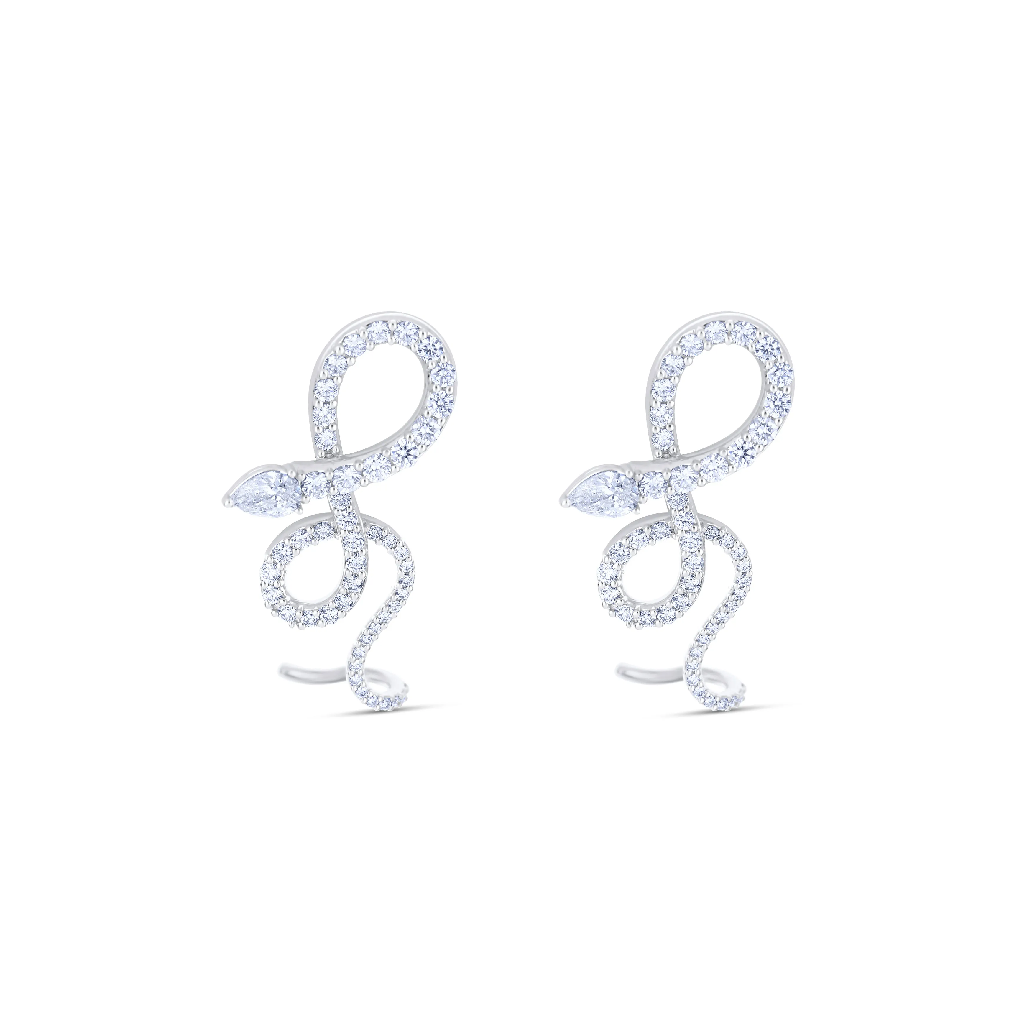 Leo Pizzo 18K White Gold Diamond Snake Earrings