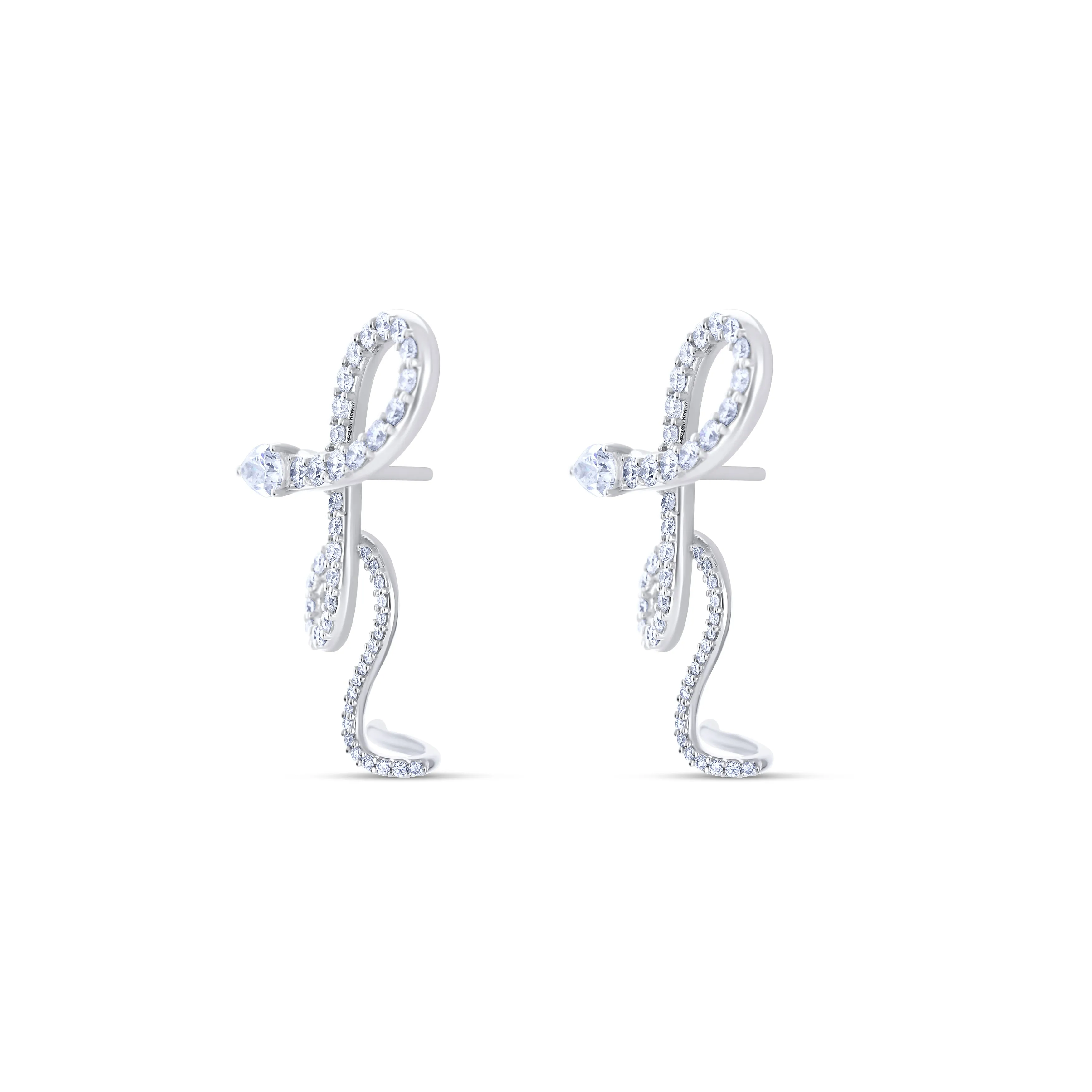 Leo Pizzo 18K White Gold Diamond Snake Earrings