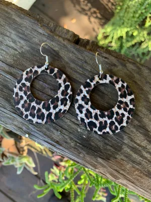 Leopard Print Cork Hoop Earring