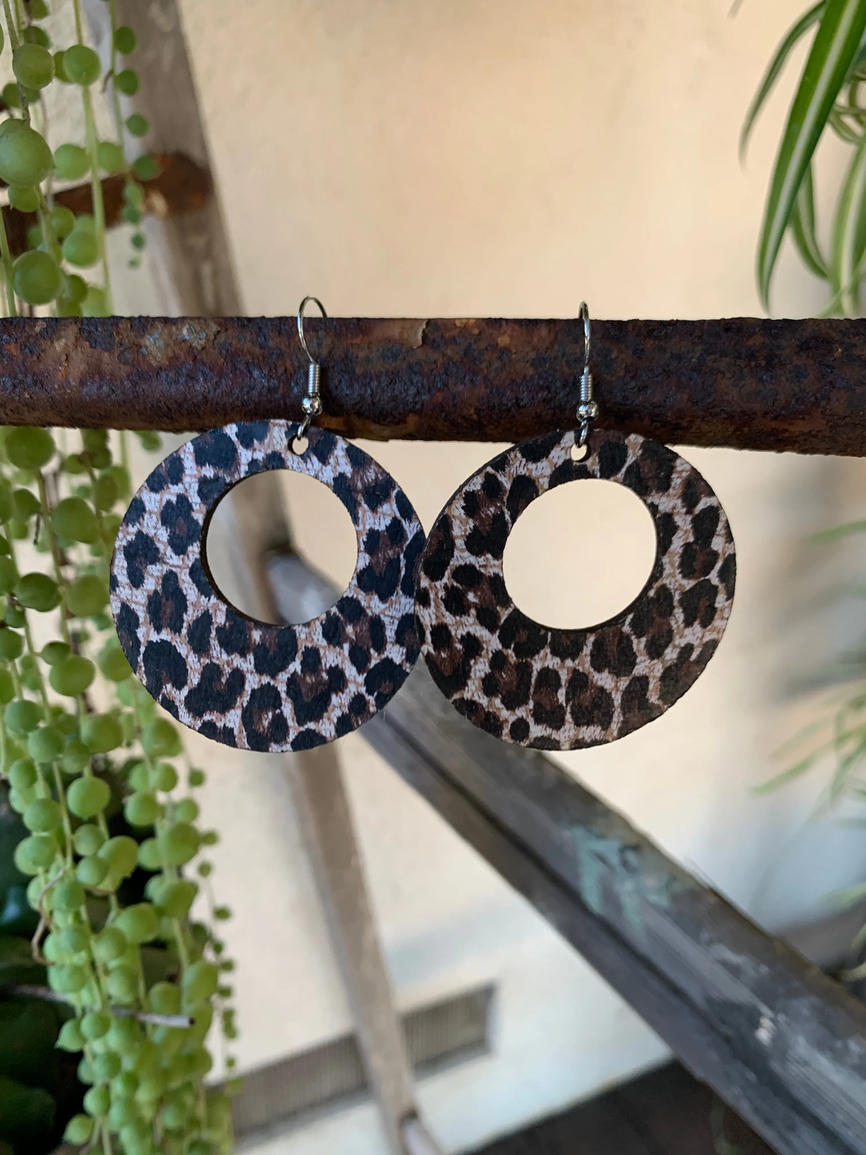 Leopard Print Cork Hoop Earring