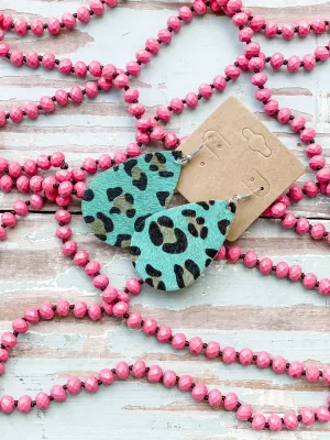 Leopard Turquoise Teardrop Earrings