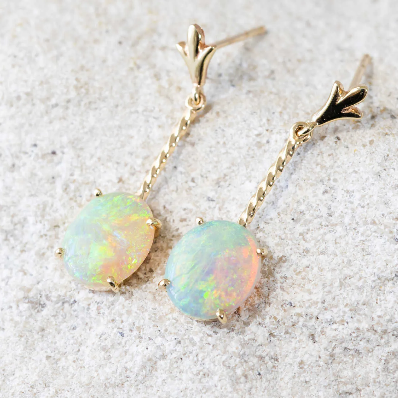 'Leyla' Crystal Opal Earrings 9ct Gold