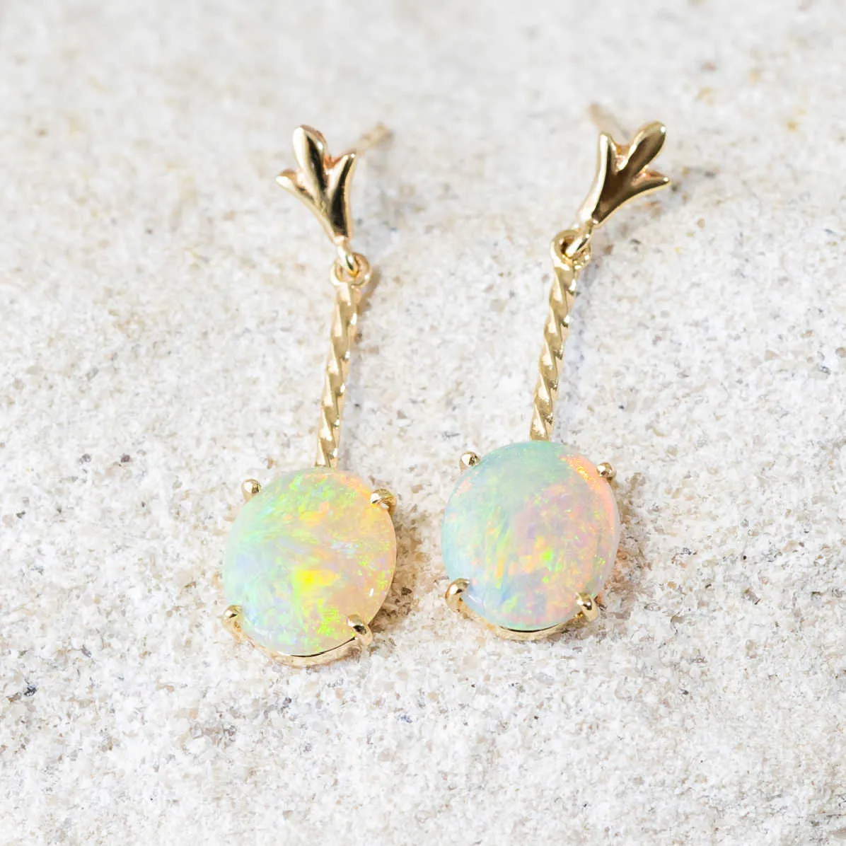 'Leyla' Crystal Opal Earrings 9ct Gold
