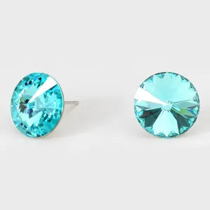 Light Turquoise Small Round Crystal Stud Earrings | 15mm = 0.59" | 202667