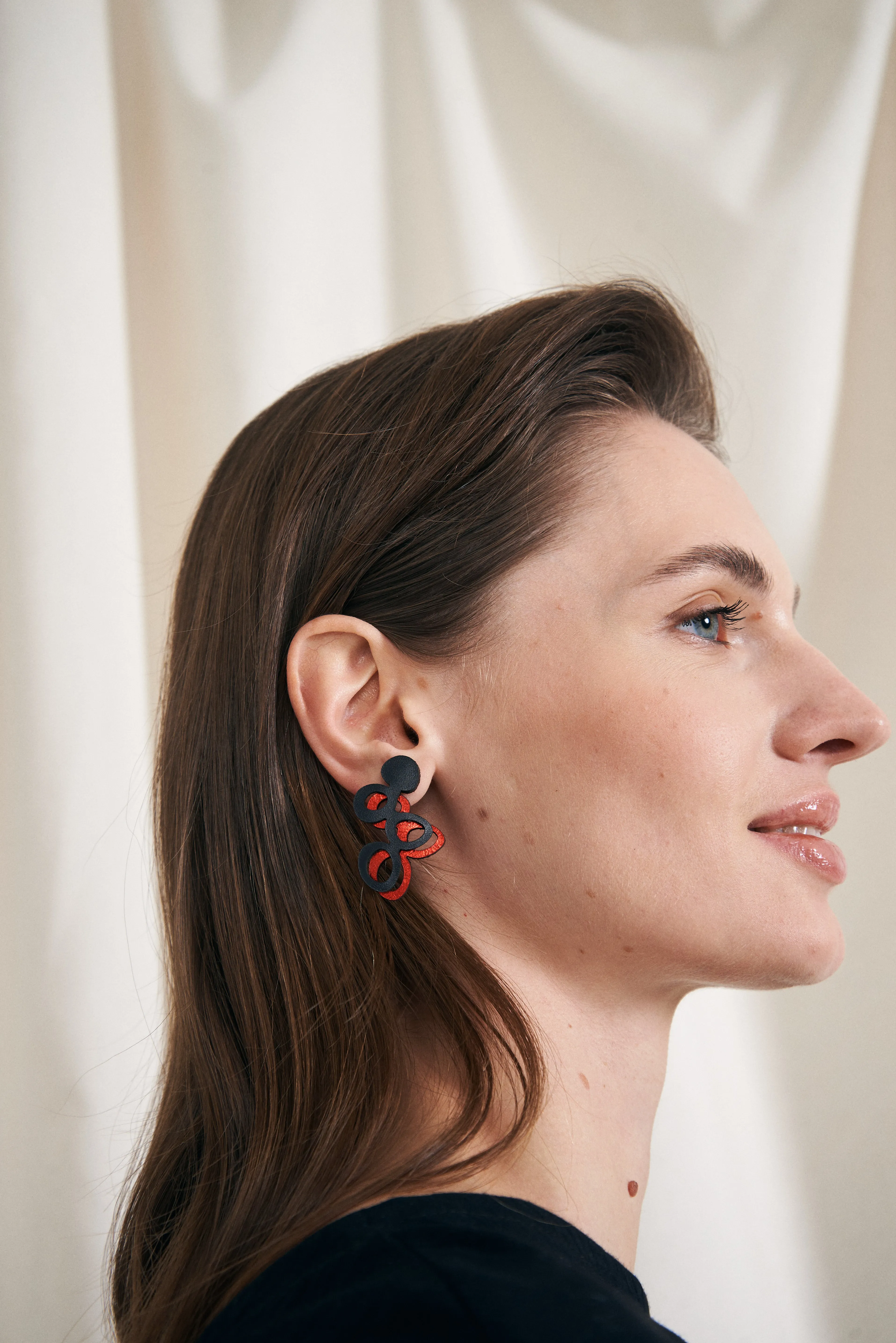 Lightplay Double Layer Earrings - Black/Red