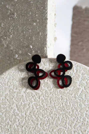 Lightplay Double Layer Earrings - Black/Red