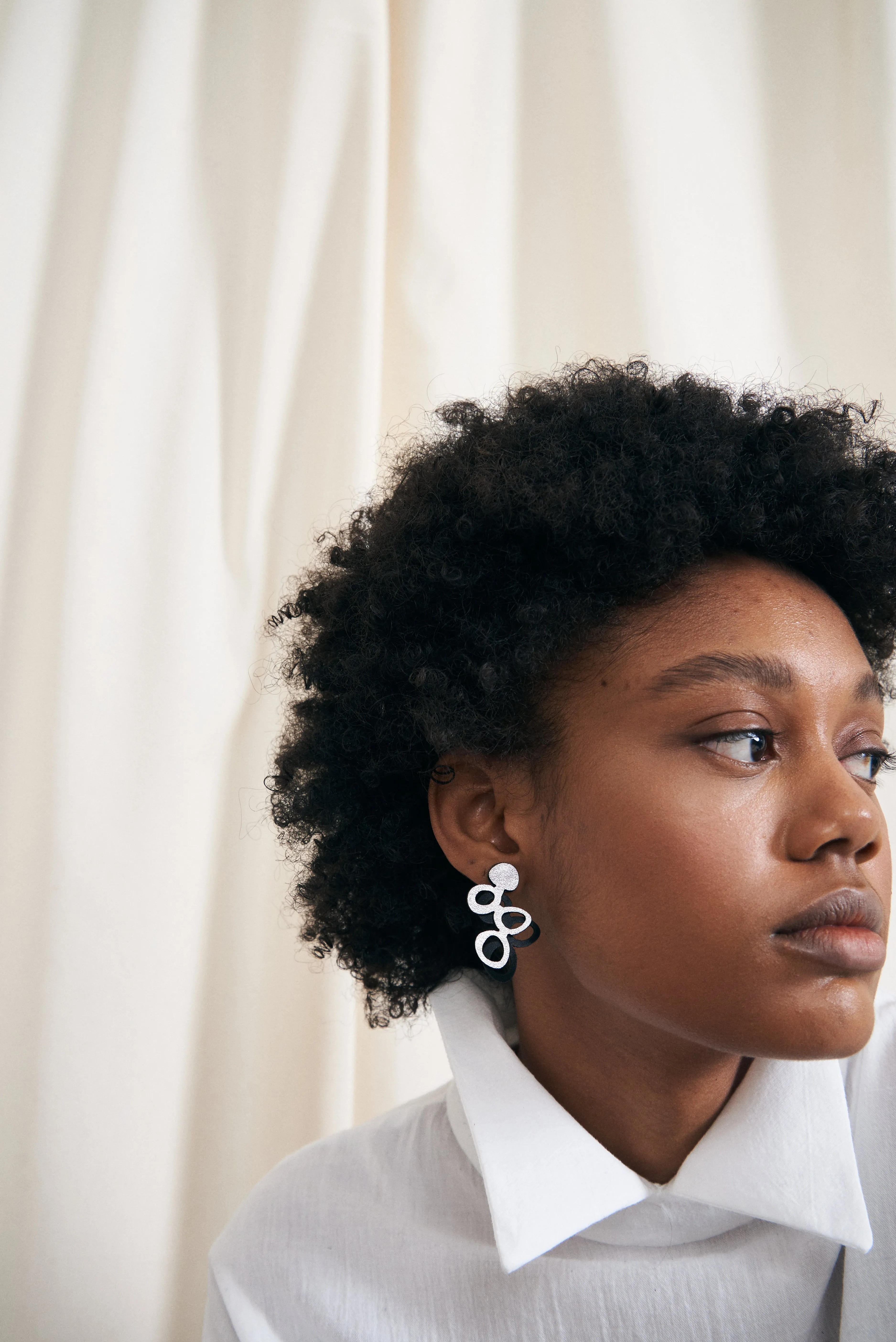 Lightplay Double Layer Earrings - Silver/Black