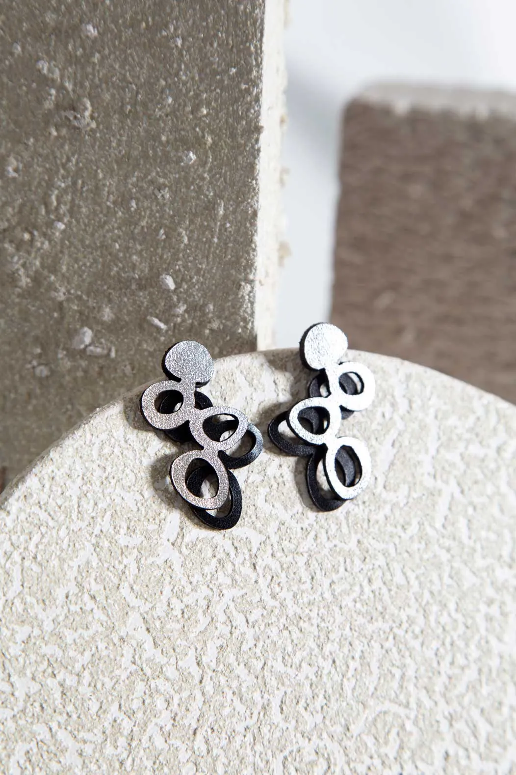 Lightplay Double Layer Earrings - Silver/Black