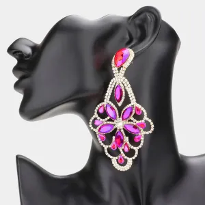 Lightweight Purple AB Crystal Marquise Teardrop Pageant Earrings  | Prom Earrings |  577810