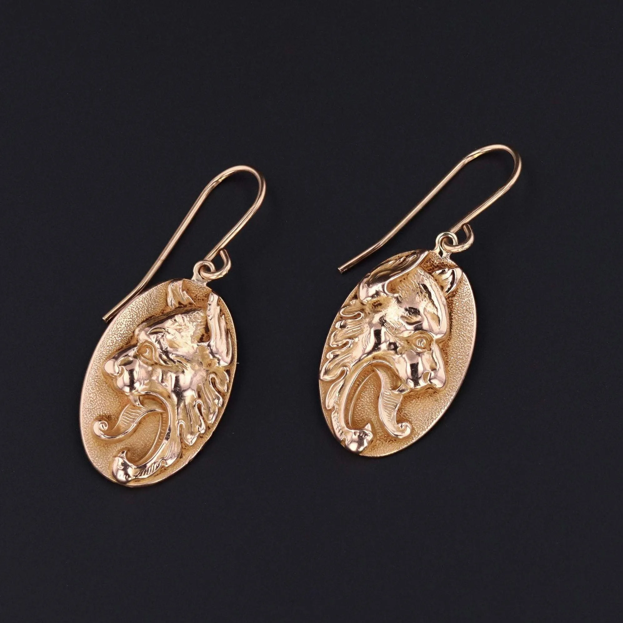 Lion Earrings | 14k Gold Lion Earrings