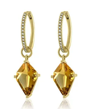 Lisa Nik Citrine Earring Charm & Diamond Hoop