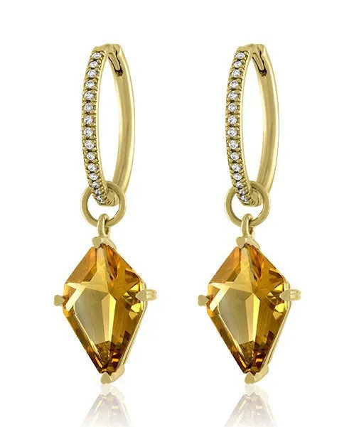 Lisa Nik Citrine Earring Charm & Diamond Hoop