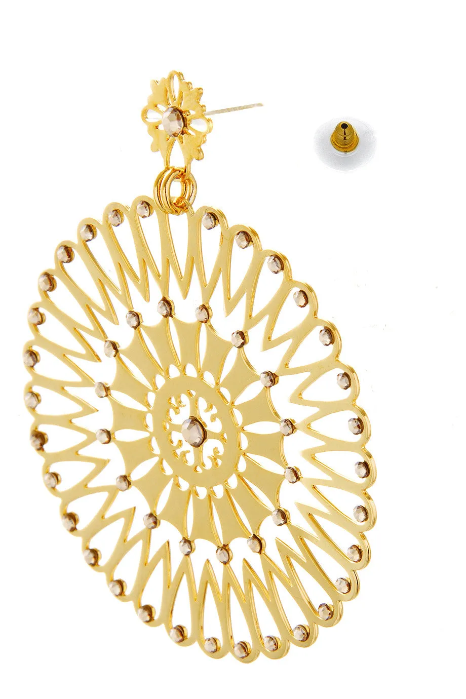 LK DESIGNS SERGIA Gold Round Crystal Earrings