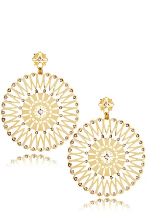 LK DESIGNS SERGIA Gold Round Crystal Earrings