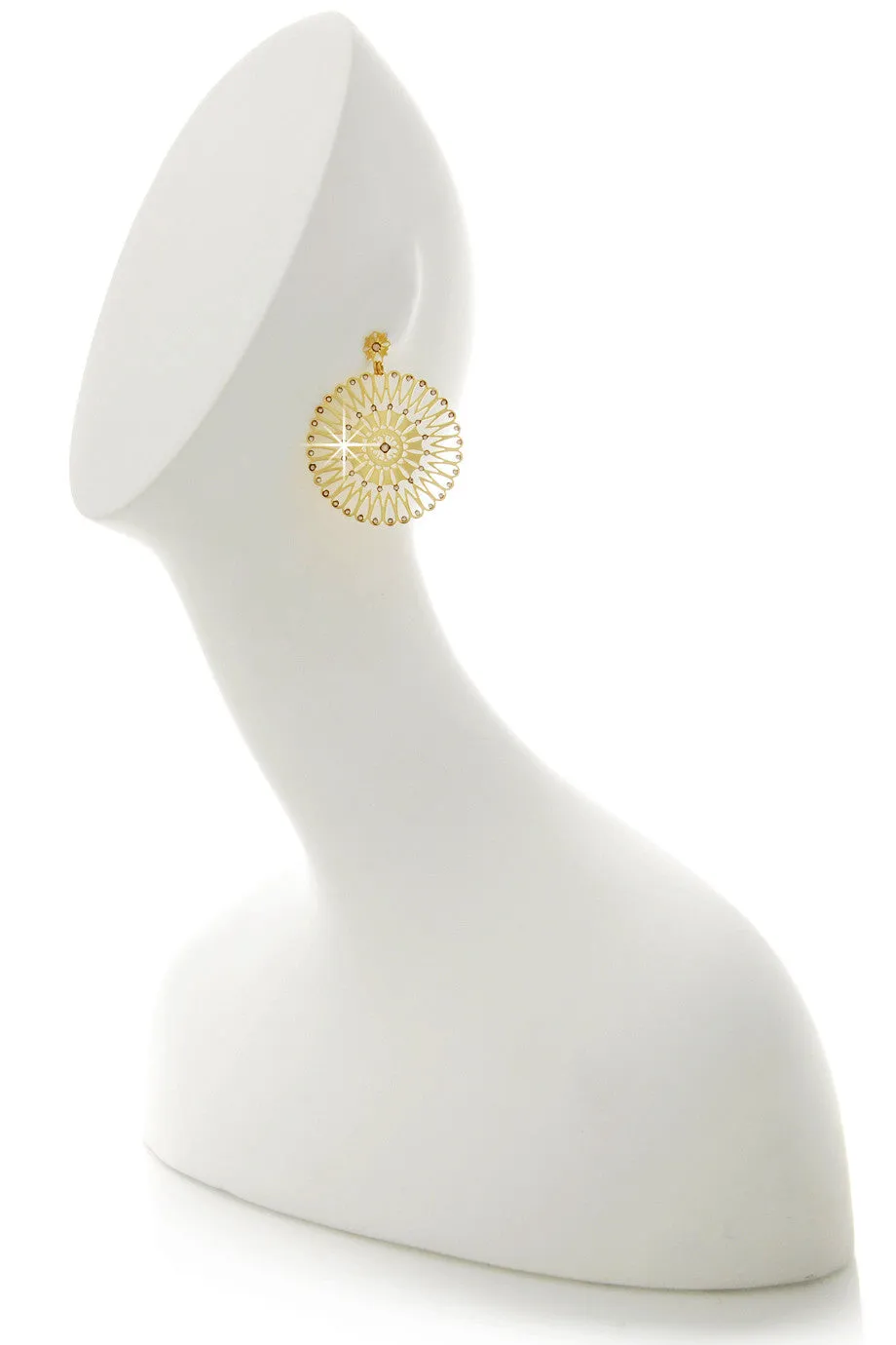 LK DESIGNS SERGIA Gold Round Crystal Earrings