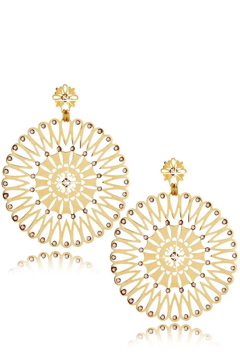 LK DESIGNS SERGIA Gold Round Crystal Earrings