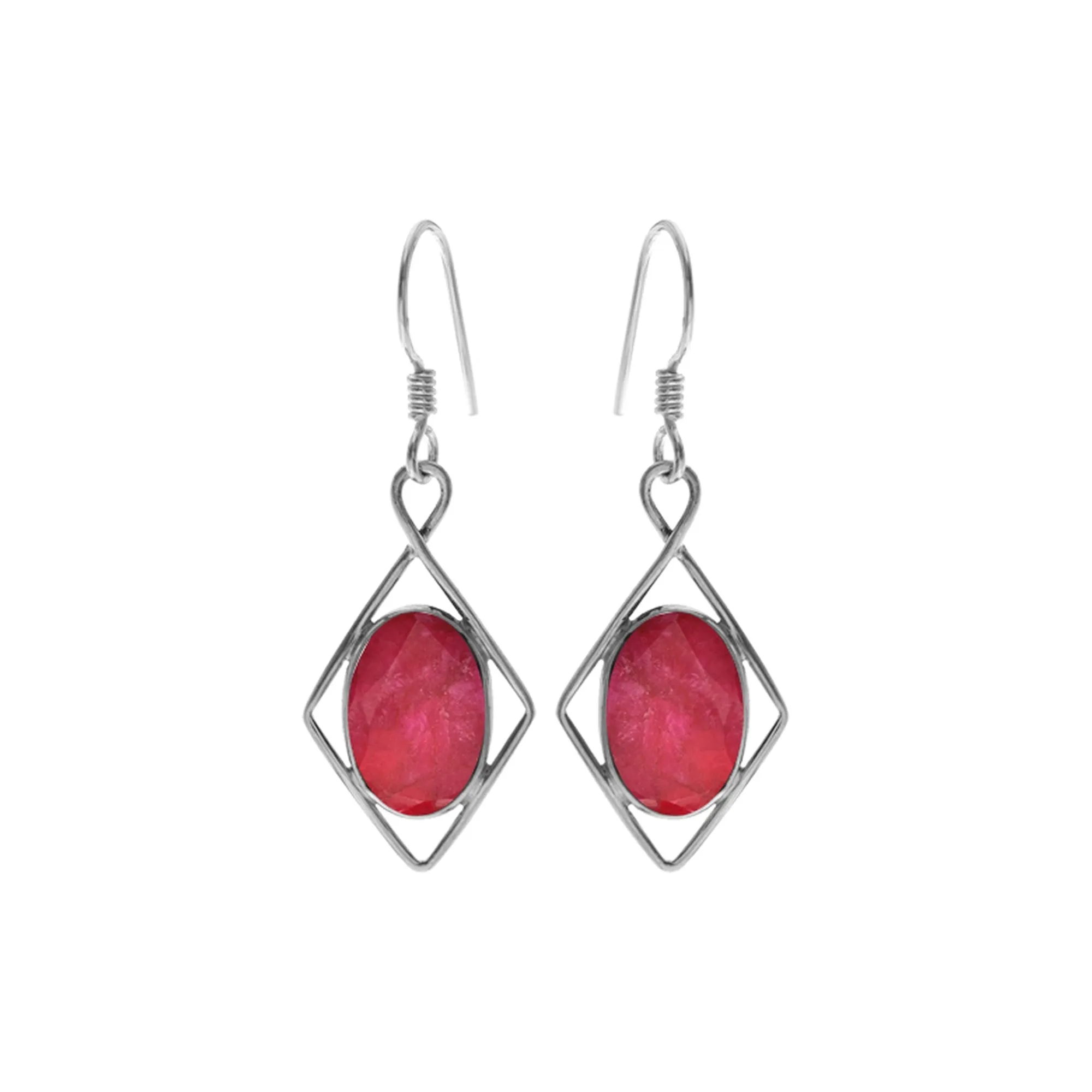 Lola diamond framed ruby quartz earrings