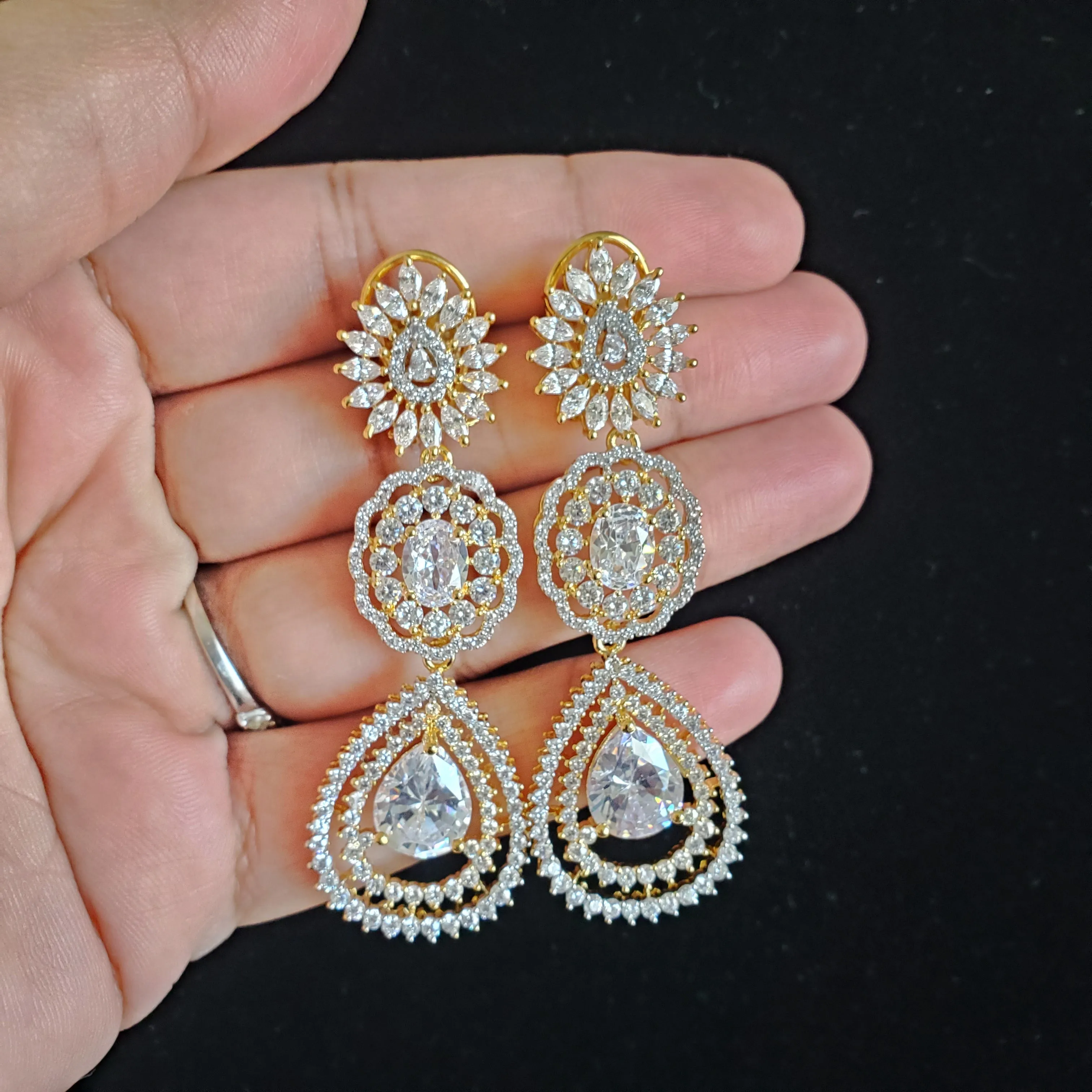 Long Two tone Plating Earrings