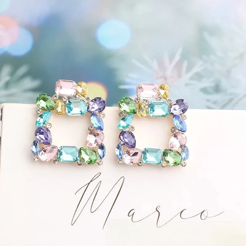 Luxury Crystal Square Earrings