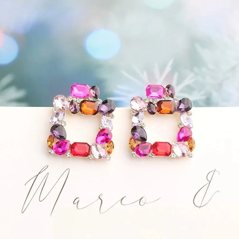 Luxury Crystal Square Earrings