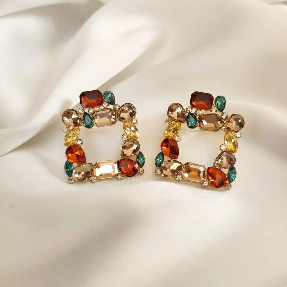 Luxury Crystal Square Earrings