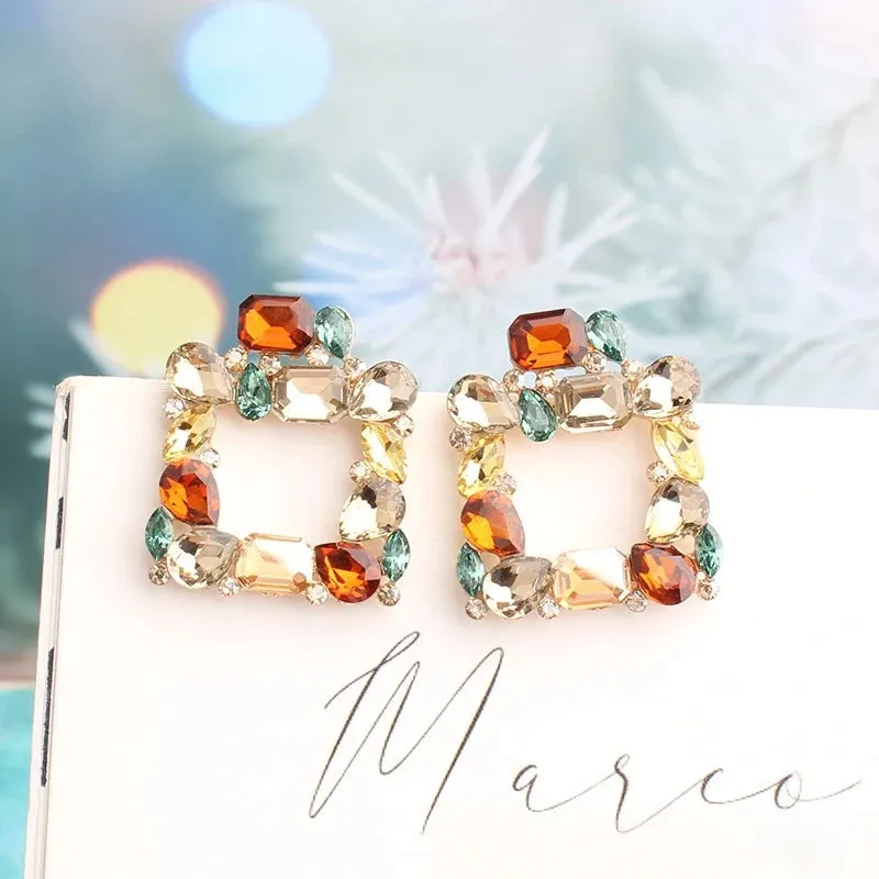 Luxury Crystal Square Earrings