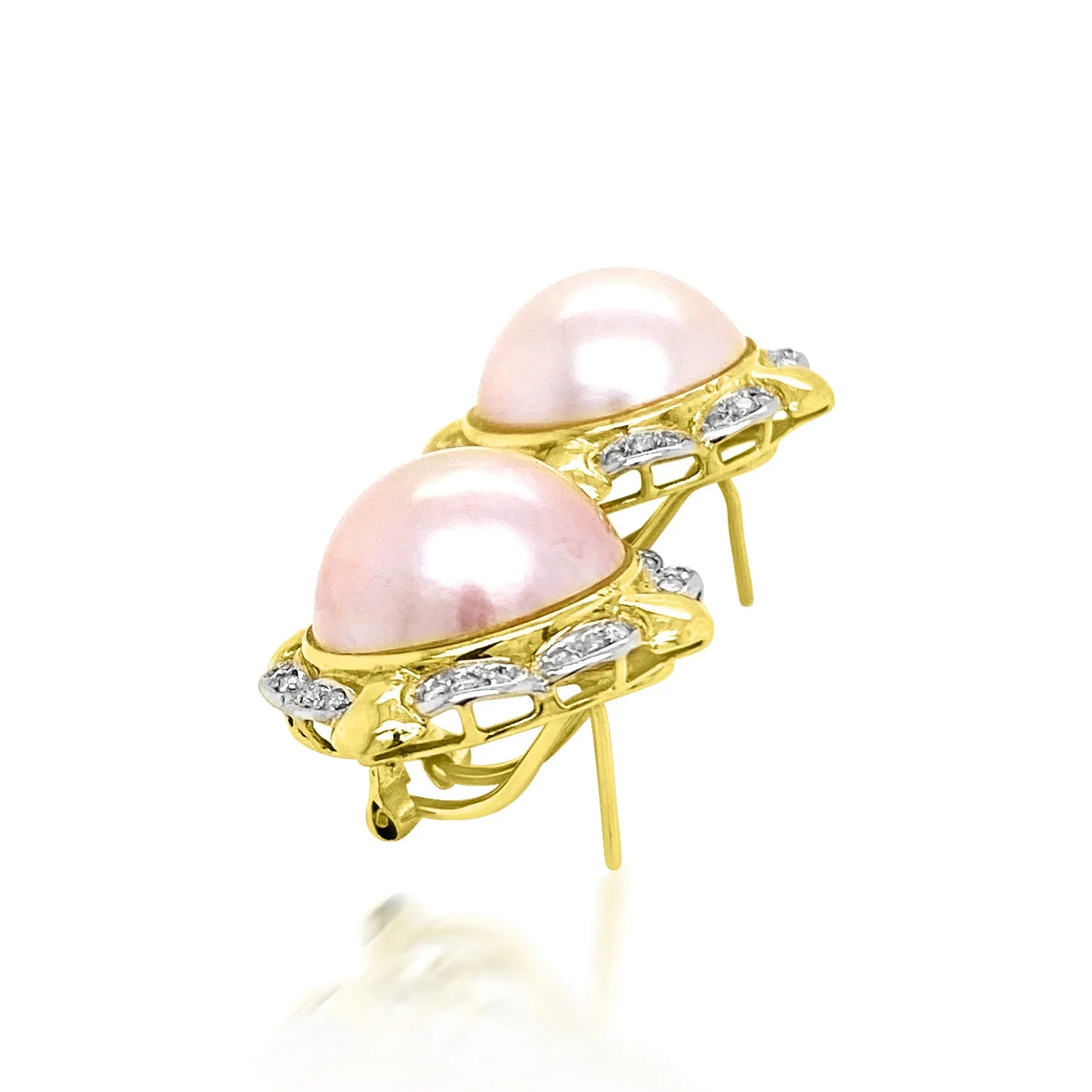 MABE PEARL 14K YELLOW GOLD EARRINGS