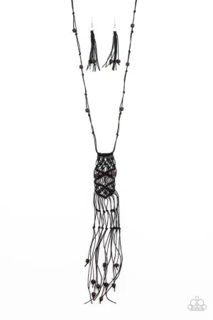 Macrame Majesty Black Paparazzi Necklace