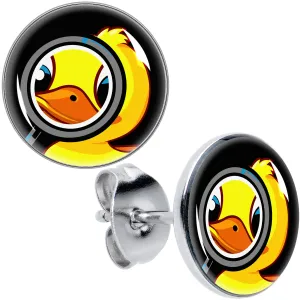 Magnified Yellow Duck Stud Earrings