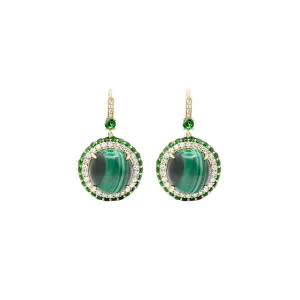 Malachite and Diamond Drop Earrings