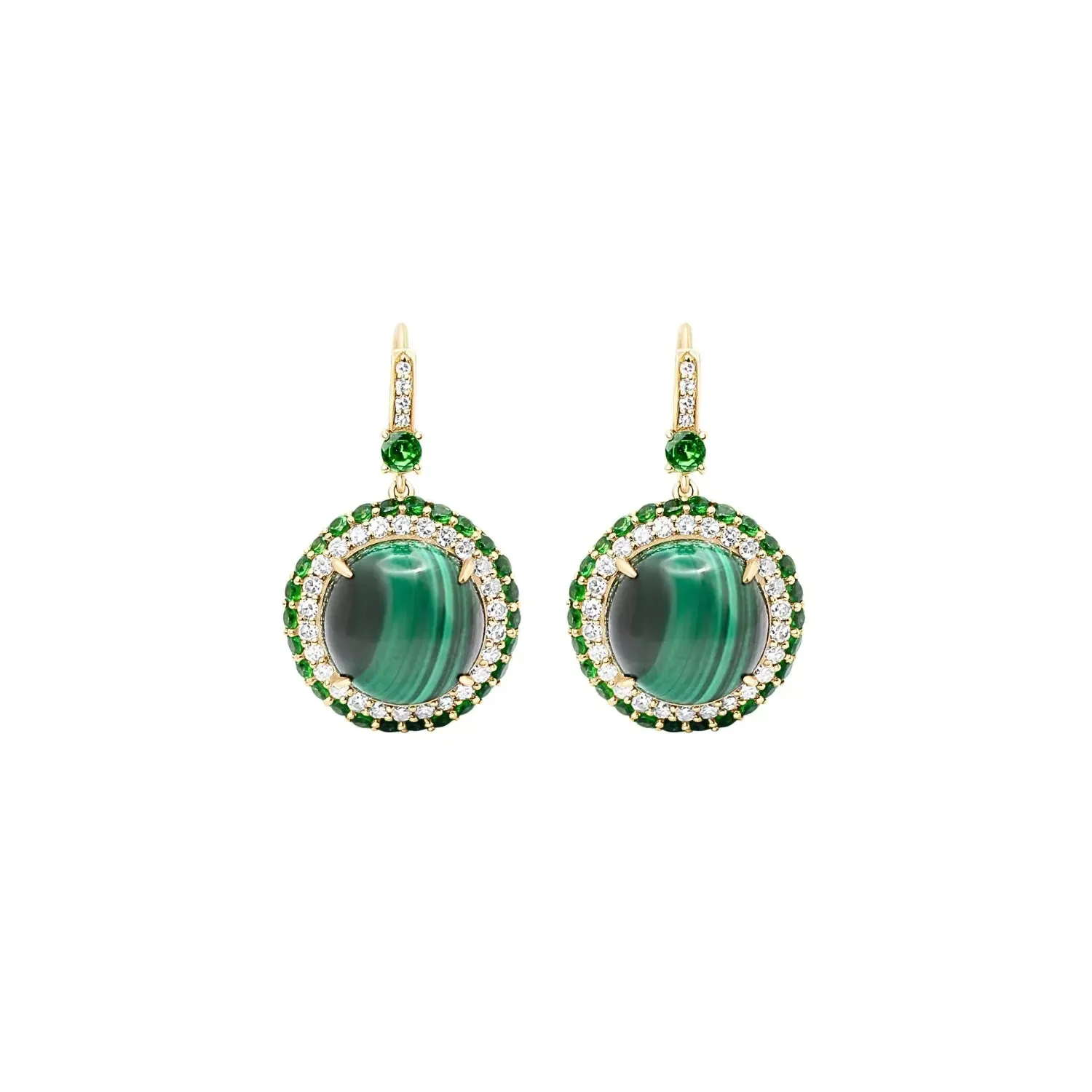 Malachite and Diamond Drop Earrings