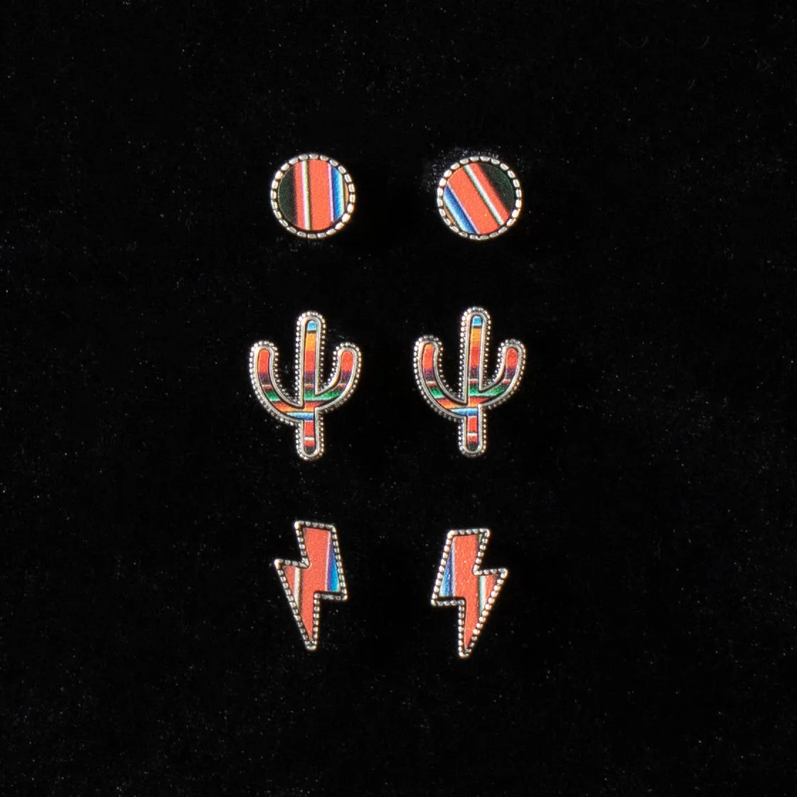 M&F Silver Strike Earrings Set of 3 Serape D460014997