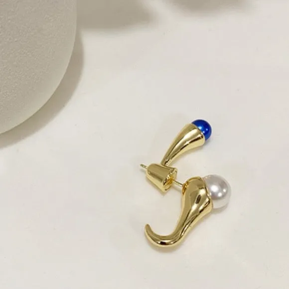 Manila Double Sided Pearl & Gemstone Stud Earrings - 2 Colors