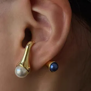 Manila Double Sided Pearl & Gemstone Stud Earrings - 2 Colors