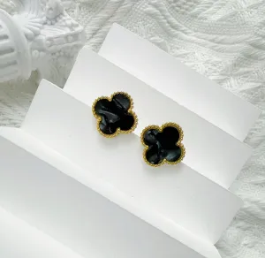 MARBLE STONE EARRINGS | BLACK