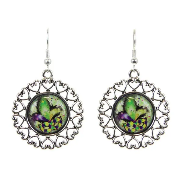 Mardi Gras Earrings Harlequin Mask