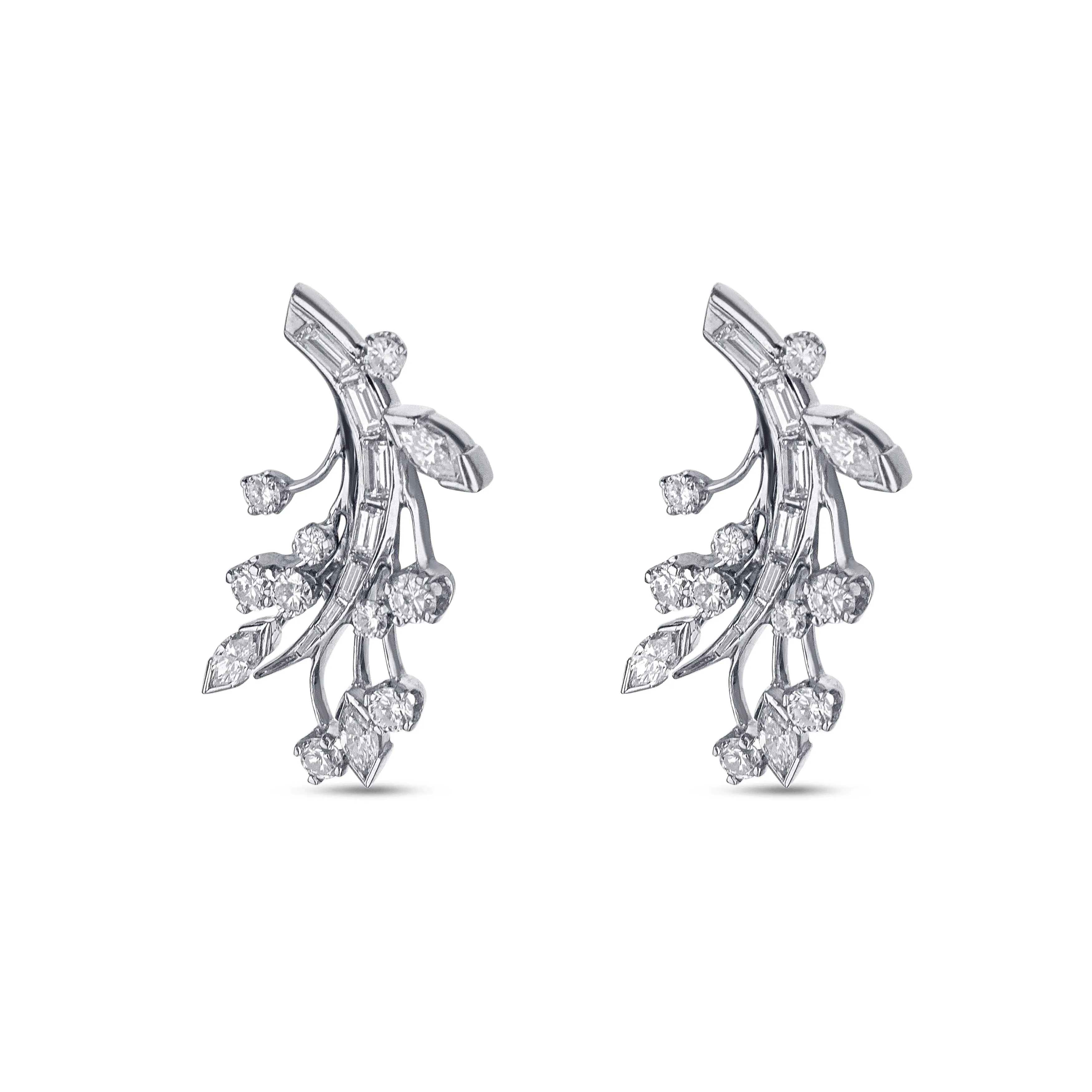 Marquise And Baguette Diamond Earrings
