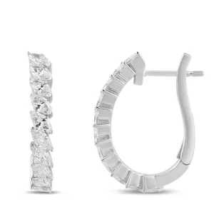 Marquise Hoop Earrings with 1.50ct of Laboratory Grown Diamonds in Sterling Silver and Platinum
