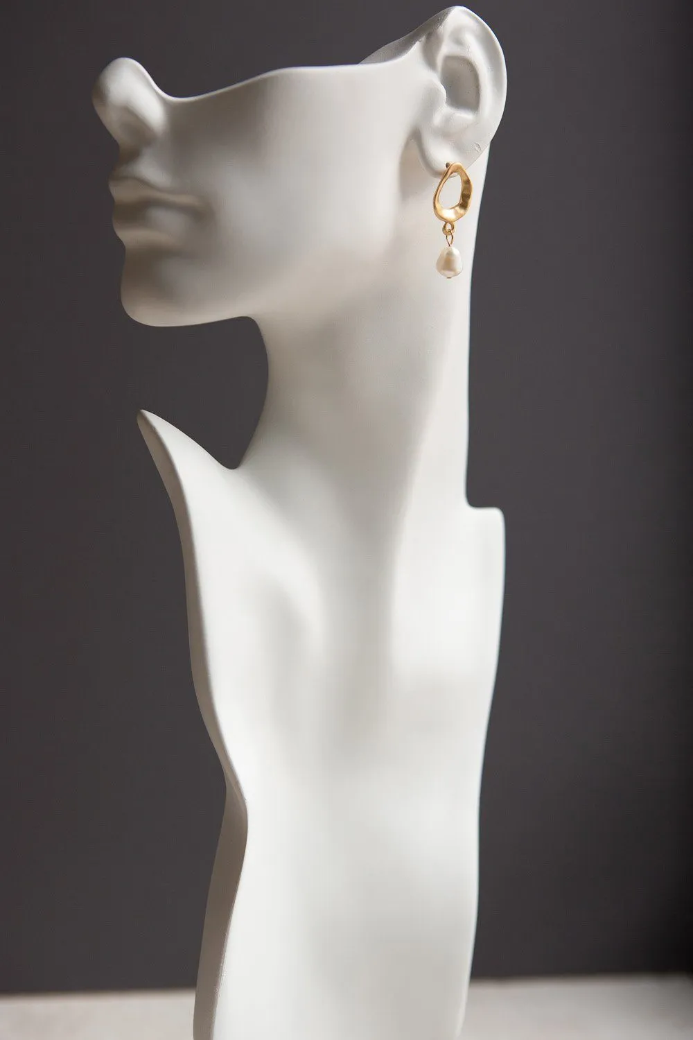 Matte Gold Freshwater Pearl Drop Earrings