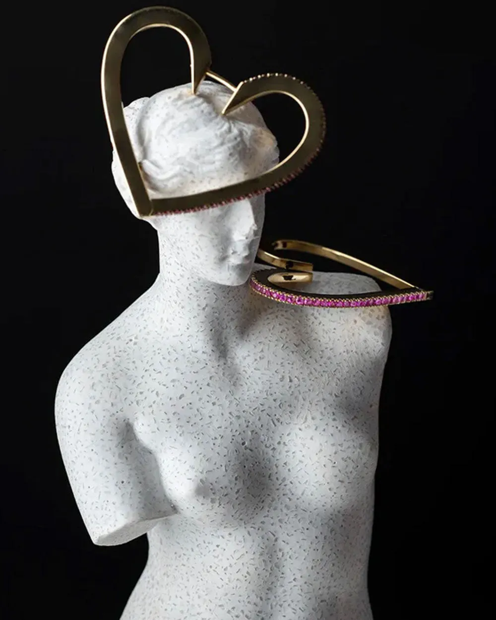Medium Ruby Heart Hoop Earrings