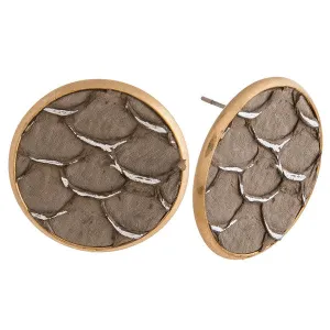 Mermaid scale leather stud earrings