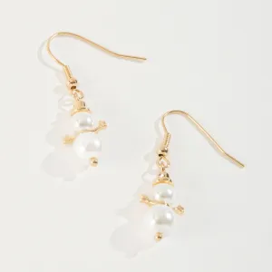 Merry Snowman Pearl Earrings
