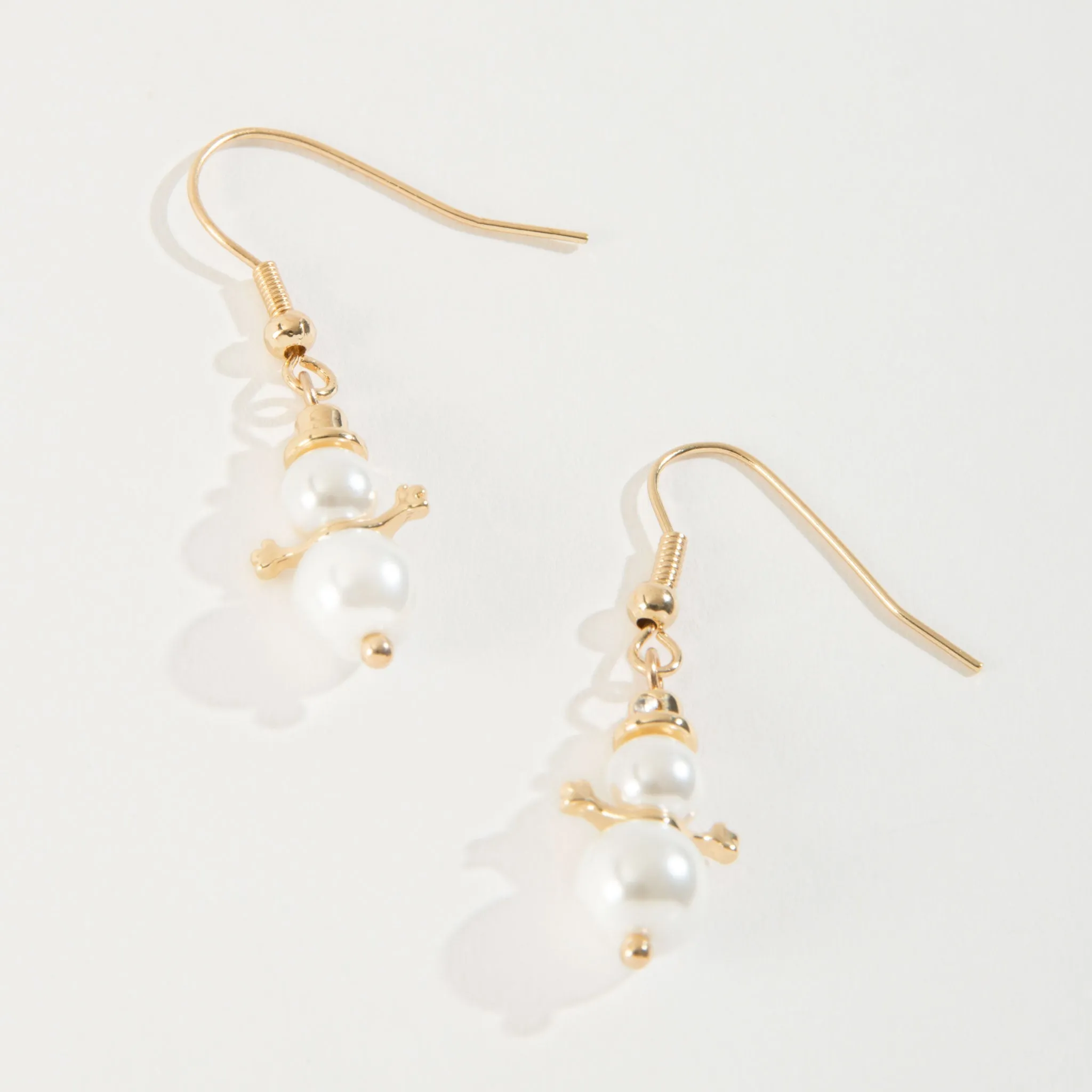 Merry Snowman Pearl Earrings