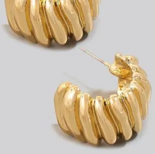 Metallic Wide Textured Hoop Earrings