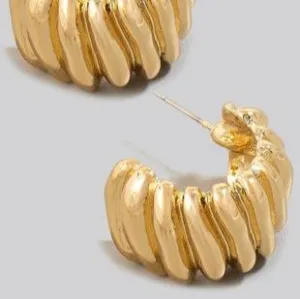 Metallic Wide Textured Hoop Earrings