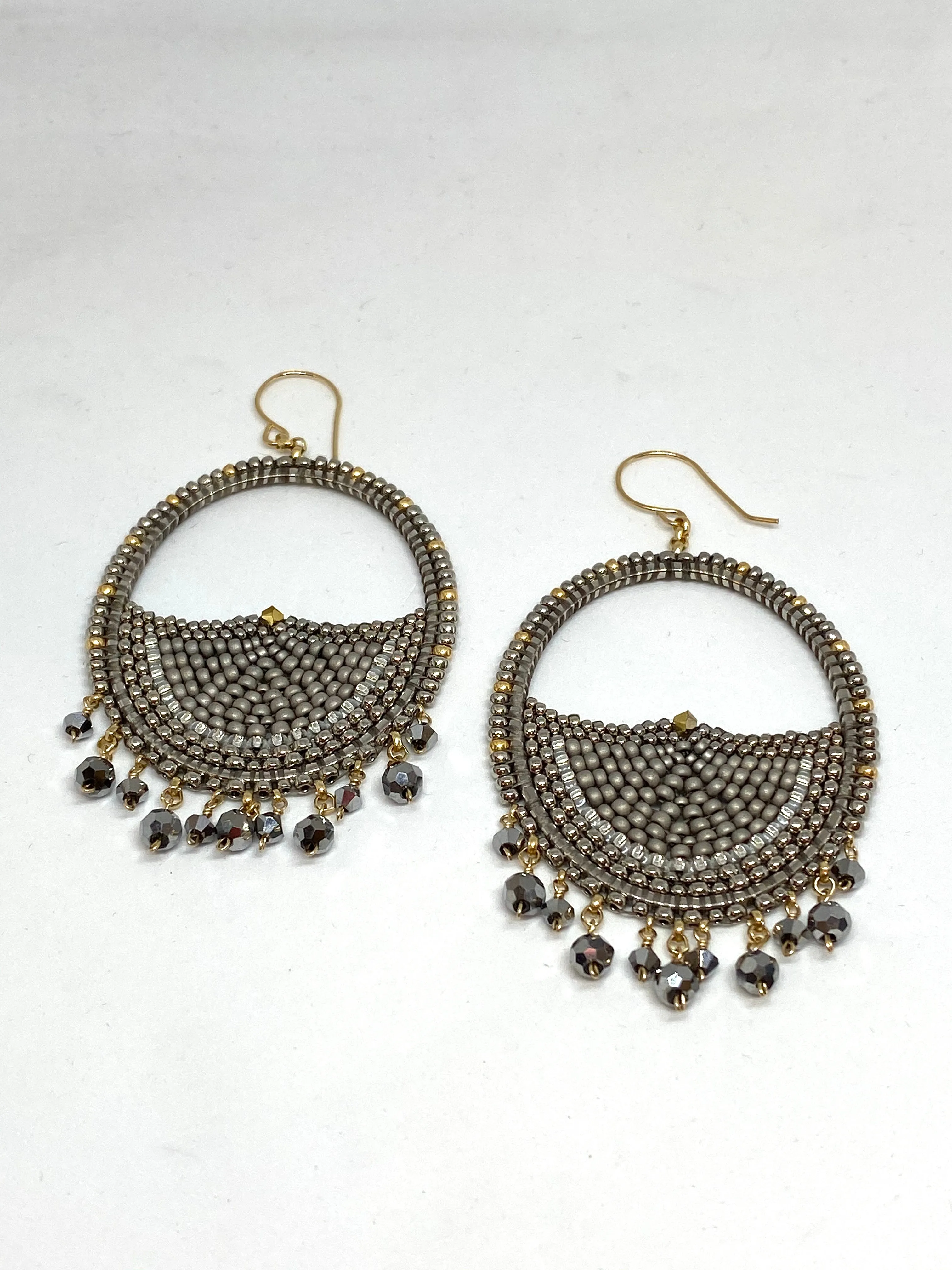 Miguel Ases Swarovski and Miyuki Bead Earrings