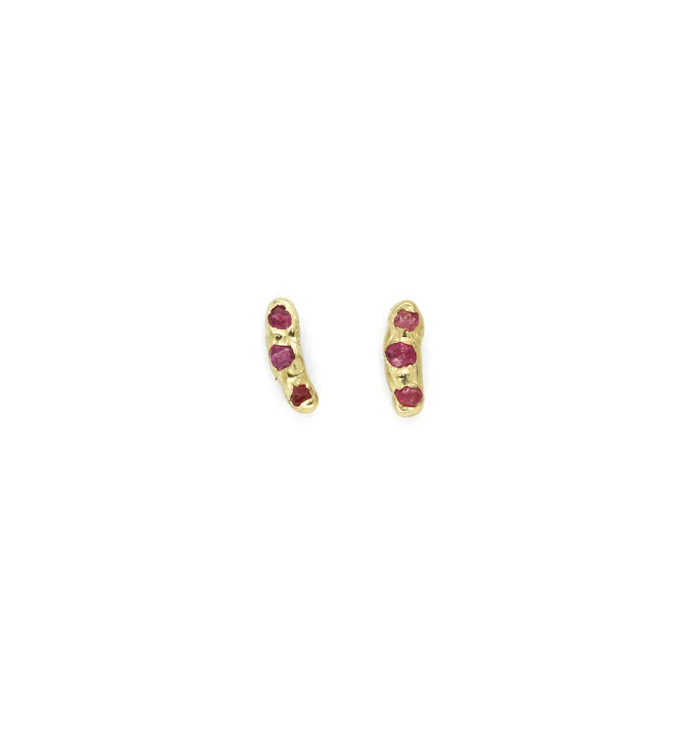 Mini Cobblestone Studs - Pink Sapphire